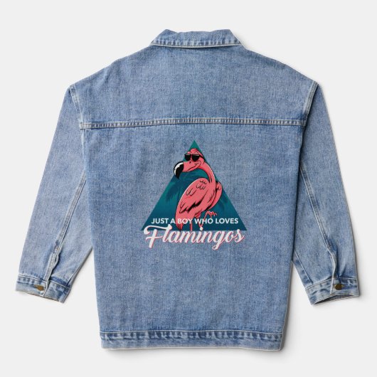Flamingo Just A Boy, der Flamingos Pink Bird Liebe Jeansjacke (Rückseite)