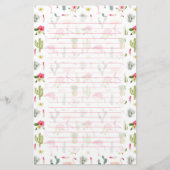 Flamingo-Kaktus-Ananas-Hibiskus-Muster Briefpapier (Vorderseite)