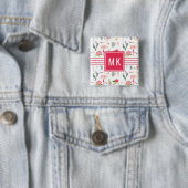Flamingo-Kaktus-Ananas-Hibiskus-Muster Button (Beispiel)
