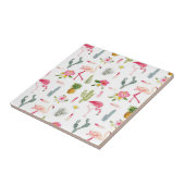 Flamingo-Kaktus-Ananas-Hibiskus-Muster Fliese (Seite)
