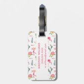 Flamingo-Kaktus-Ananas-Hibiskus-Muster Gepäckanhänger (Rückseite vertikal)