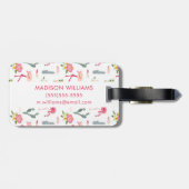 Flamingo-Kaktus-Ananas-Hibiskus-Muster Gepäckanhänger (Rückseite horizontal)