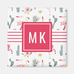 Flamingo-Kaktus-Ananas-Hibiskus-Muster Magnet