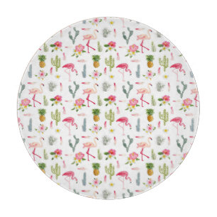 Flamingo-Kaktus-Ananas-Hibiskus-Muster Schneidebrett
