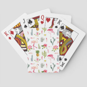 Flamingo-Kaktus-Ananas-Hibiskus-Muster Spielkarten