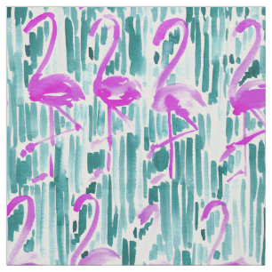 FLAMINGO KALTER tropischer Aquarell-Druck Stoff