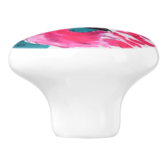 Flamingo Keramikknauf (Seitenansicht)