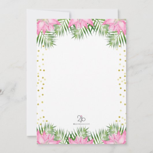 Flamingo Kinderdusche Einladung (Rückseite)