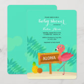 Flamingo Kinderdusche Einladung (Vorne/Hinten)