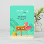 Flamingo Kinderdusche Einladung (Stehend Vorderseite)