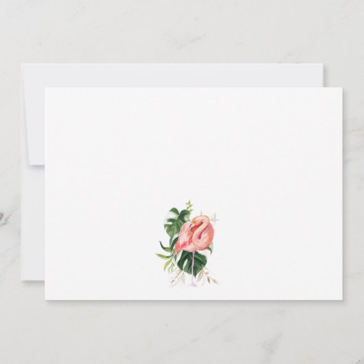 Flamingo Kinderdusche Einladung mit Palm-Blätter (Rückseite)