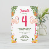 Flamingo Kindergeburtstag Einladung (Stehend Vorderseite)