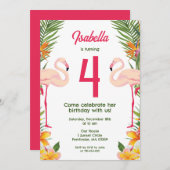 Flamingo Kindergeburtstag Einladung (Vorne/Hinten)