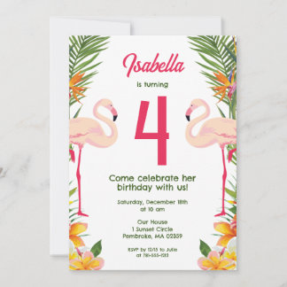 Flamingo Kindergeburtstag Einladung