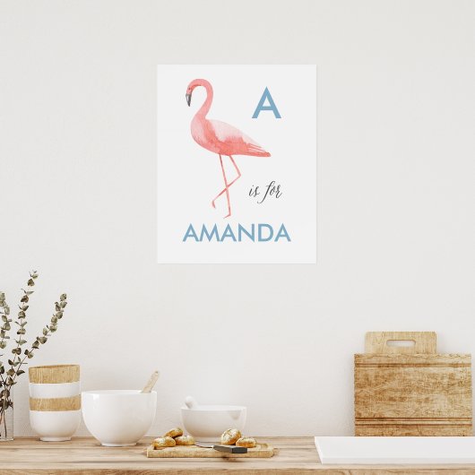Flamingo Kinderzimmer Art Print | Name des Babys Poster (Küche)