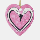 Flamingo Kiss heart Keramik Ornament (Rechts)