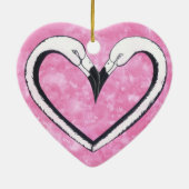 Flamingo Kiss heart Keramik Ornament (Hinten)