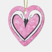 Flamingo Kiss heart Keramik Ornament (Links)