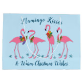 Flamingo Kisses Warm Christmas wünscht Geschenktas Große Geschenktüte (Rückseite)