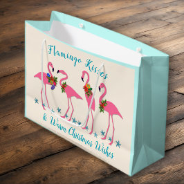 Flamingo Kisses Warm Christmas wünscht Geschenktas Große Geschenktüte