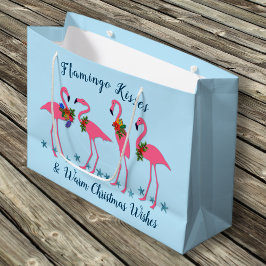 Flamingo Kisses Warm Christmas wünscht Geschenktas Große Geschenktüte