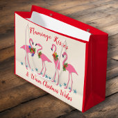 Flamingo Kisses Warm Christmas wünscht Geschenktas Große Geschenktüte