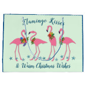 Flamingo Kisses Warm Christmas wünscht Geschenktas Große Geschenktüte (Rückseite)