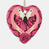 Flamingo Kissing und Herz Keramik Keramik Ornament (Rechts)