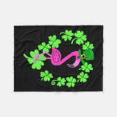 Flamingo Kleeblatt St Patricks Day Animal Fleecedecke (Vorderseite (Horizontal))