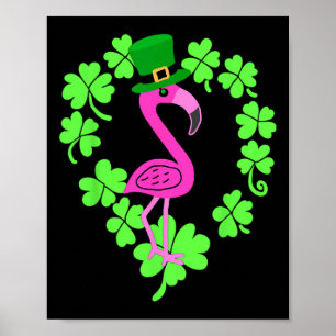 Flamingo Kleeblatt St Patricks Day Animal Poster