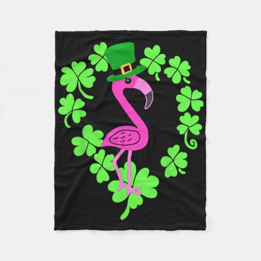 Flamingo Kleeblatt St Patricks Tag Tier Fleecedecke (Vorderseite)