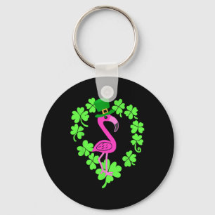 Flamingo Kleeblatt St Patricks Tag Tier Schlüsselanhänger