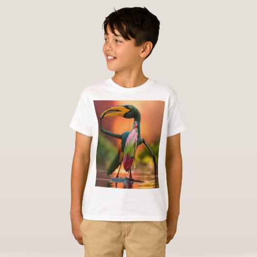 Flamingo Koch in Aktion" T-Shirt (Vorne ganz)