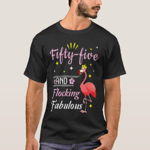 Flamingo Königin Blume Glücklich 55 Jahre Und Schw T-Shirt
