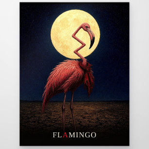 Flamingo Krawatte gothic Surrealismus Postkarte