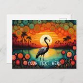 Flamingo Lago Sunset Palm Tremola Postkarte (Vorne/Hinten)