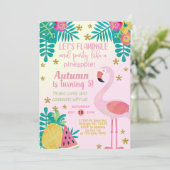 Flamingo lassen Sie uns Flamingo Ananas Geburtstag Einladung (Stehend Vorderseite)