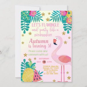 Flamingo lassen Sie uns Flamingo Ananas Geburtstag Einladung