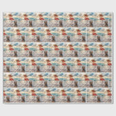 Flamingo läuft in der Brandung Geschenkpapier (Flach)