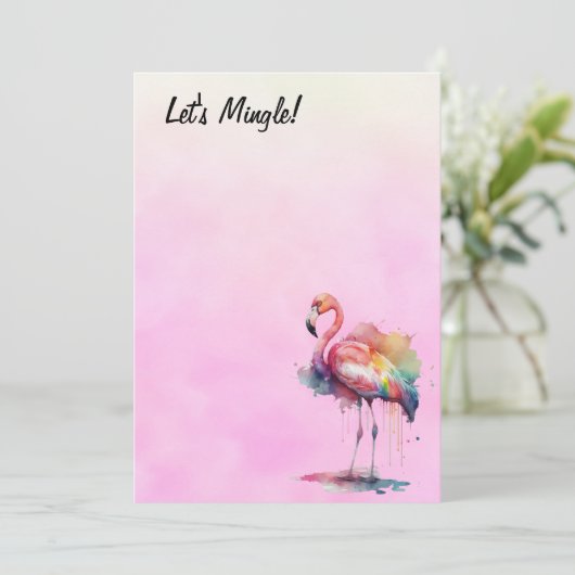 Flamingo Let's Mingle Blank Einladung (Stehend Vorderseite)