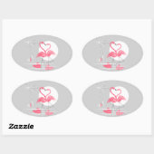 Flamingo Liebe Aufkleber oval (Blatt)