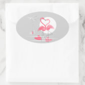 Flamingo Liebe Aufkleber oval (Tasche)