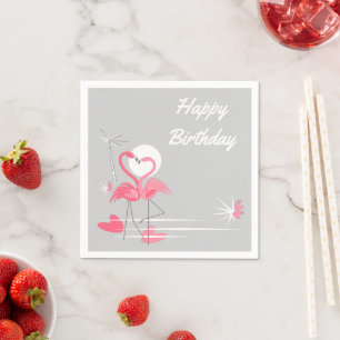 Flamingo Liebe Birthday Papierservietten
