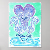 Flamingo Liebe blau von Wendy C Allen Poster (Vorne)