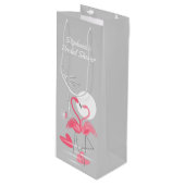 Flamingo Liebe Brautparty Geschenksack Wein Geschenktüte Für Weinflaschen (Vorderseite Schrägansicht)