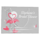 Flamingo Liebe Brautparty Geschenktasche groß Große Geschenktüte (Rückseite)