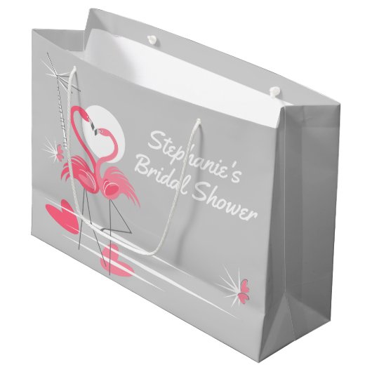 Flamingo Liebe Brautparty Geschenktasche groß Große Geschenktüte (Vorderseite Schrägansicht)