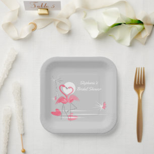 Flamingo Liebe Brautparty Platz Pappteller
