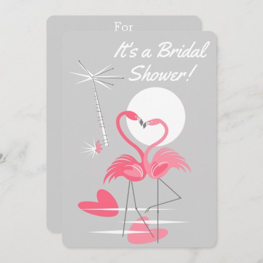 Flamingo Liebe Brautparty vertikal Einladung (Vorne/Hinten)