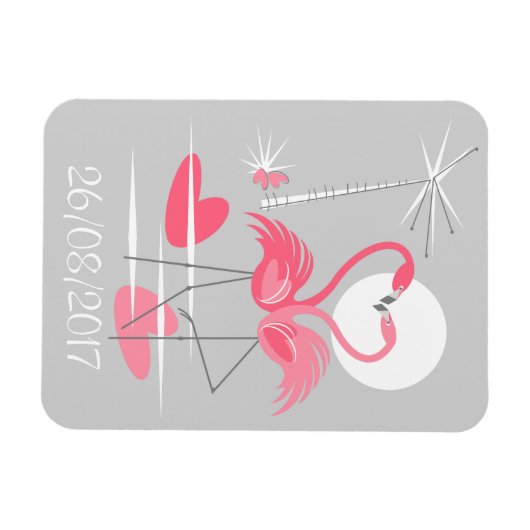 Flamingo-Liebe Datum des flexiblen Magneten Magnet (Horizontal)